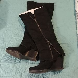 Black suede boots